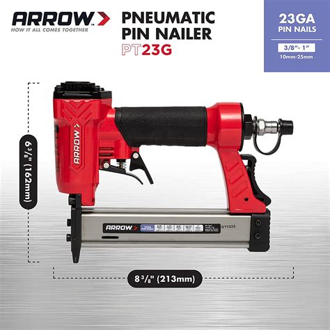 Buy Arrow Pt23g 23 Gauge Compact Pneumatic Pin Nail Gun Oil Free Fits 3 8” 1 2” 5 8” 13 16