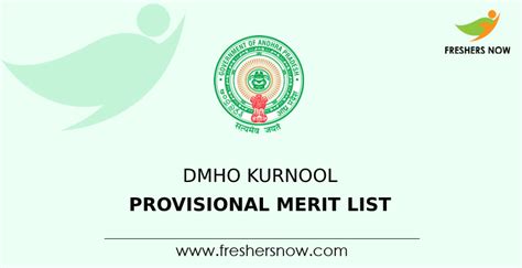 DMHO Kurnool Provisional Merit List 2022 PDF Out