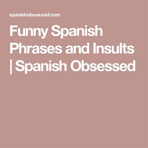 Funny Spanish Phrases and Insults | Spanish Obsessed | Funny spanish ...