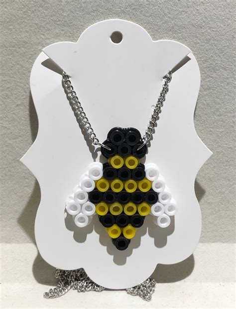 Cute Perler Bead Bumble Bee Necklace Etsy