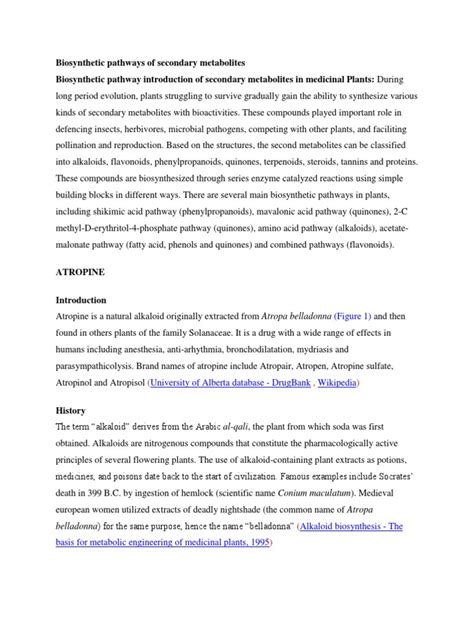 Atropine Bio Synthesis | PDF | Alkaloid | Biosynthesis