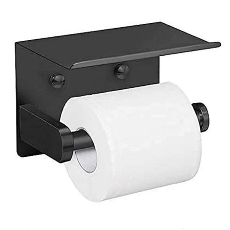 Dracelo Self Adhesive Bathroom Black Toilet Paper Holder With Phone