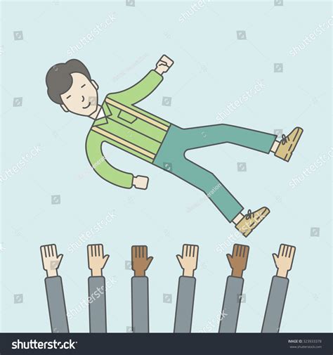 Asian Businessman Get Thrown Into Air Stock Vector Royalty Free