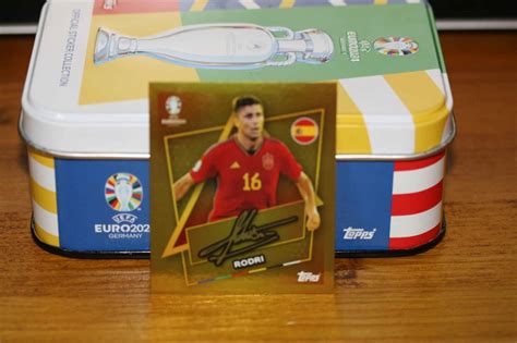 Topps Uefa Euro Sticker Gold Rodri Esp Sp Signed Ebay