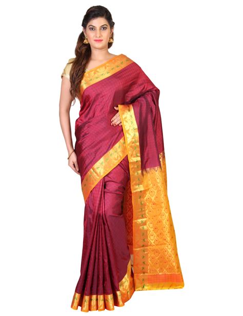 The Chennai Silks Maroon Kanchipuram Saree - Buy The Chennai Silks ...