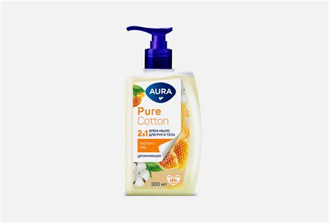Aura Жидкое мыло pure cotton, мёд 300 мл — купить, цена в Москве