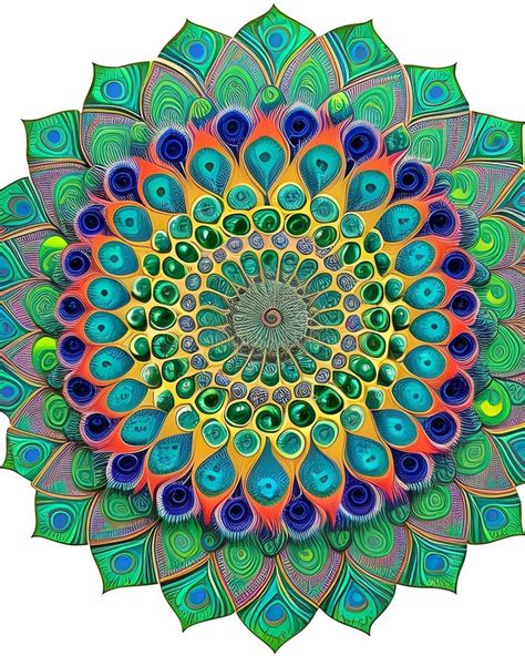 Mandala Peacock Feathers Stock Illustrations – 217 Mandala Peacock ...