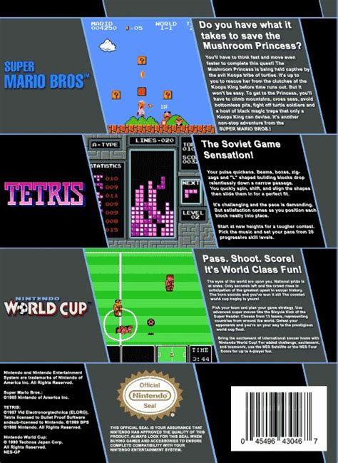 Super Mario Bros Tetris Nintendo World Cup Boxarts For Nintendo