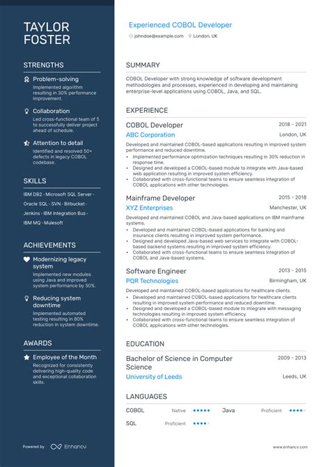 5 Cobol Developer Resume Examples And Guide For 2023