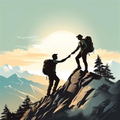 Premium Vector Vector Illustration Of A Couple Of Travelers Hiking In