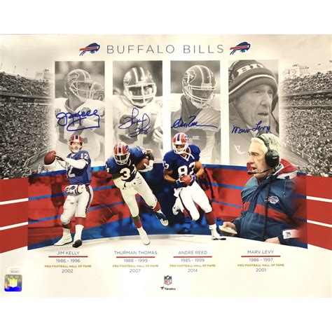 Bills 16x20 Photo Team Signed By 4 With Jim Kelly Thurman Thomas