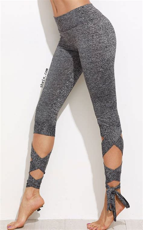 Shein Marled Knit Cropped Tie Leggings Tie Leggings Leggings Fashion