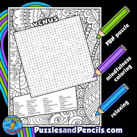 Venus Word Search Puzzle Activity Page Solar System Wordsearch Made