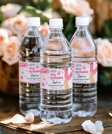 Editable Bachelorette Party Water Bottle Bands Bachelorette Party Water Bottle Label Template