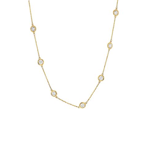 14k Yellow Gold Diamond Station Necklace Josephs Jewelers