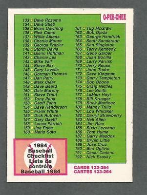 Opc O Pee Chee Baseball Unmarked Checklist Ebay