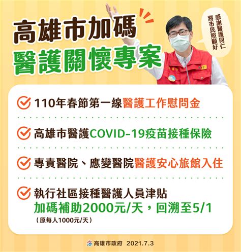陳其邁持續照顧前線醫護 支援社區接種津貼再加碼 政治 中時新聞網