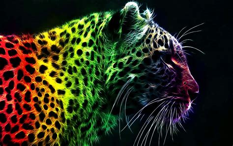 Download Colorful Neon Animal Cheetah Side View Wallpaper | Wallpapers.com