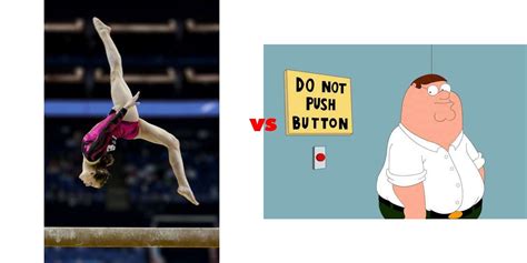 Gymnastics vs Peter Griffin (Family Guy) on The Big Fat List