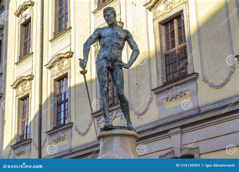 Fragment Of The Fencer Fountain On University Square Wroclaw Poland