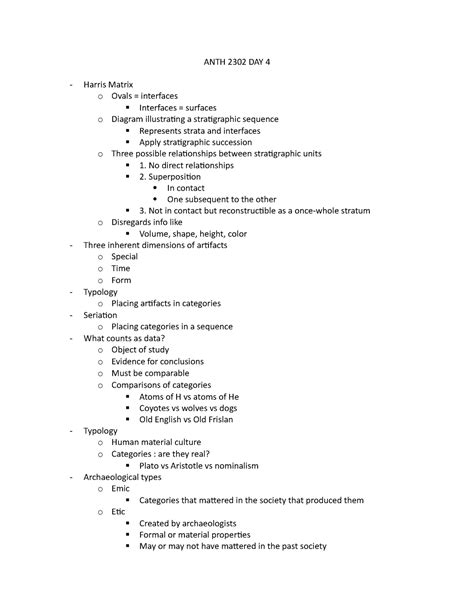 ANTH 2302 DAY 4 Fourth Day Of Lecture Notes For Intro To Archaeology