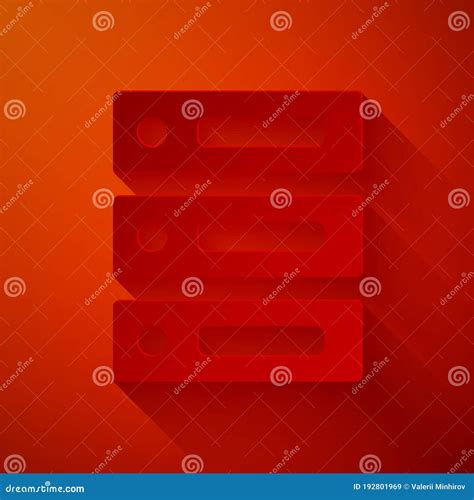 Paper Cut Server Data Web Hosting Icon Isolated On Red Background