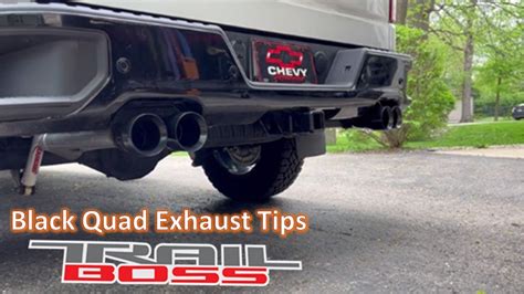 New Black Quad Exhaust Tips On The Trail Boss Youtube