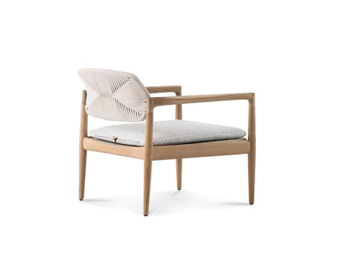 Yoko Cord Outdoor Garden Teak Easy Chair With Armrests By Minotti