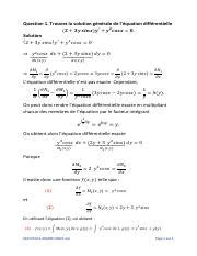 Mat Examen Partiel H Sol Pdf Question Trouvez La