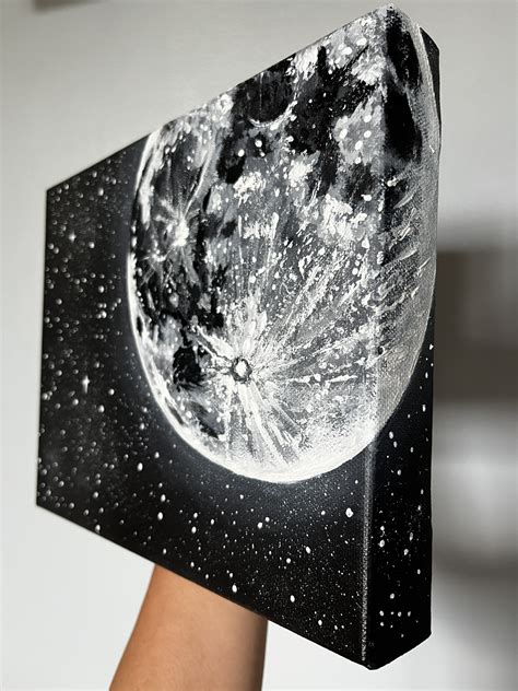 Moon and Stars Acrylic Painting Moonscape Artwork Black - Etsy