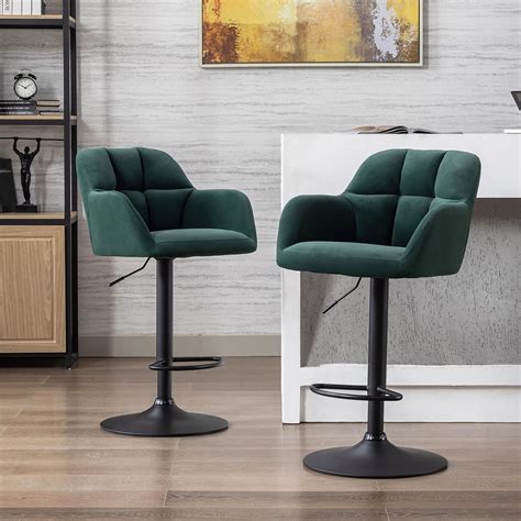 Wahson Velvet Bar Stools Set Of 2 Breakfast Counter Bar Chairs With