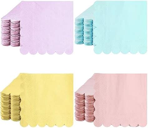 Amazon Qilery 100 Pack Pastel Cocktail Napkins Boho Scalloped