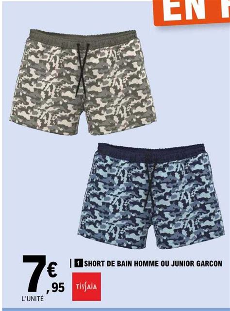 Promo Short De Bain Homme Ou Junior Garçon Tissaia chez E Leclerc