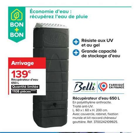 Offre Récupérateur D eau Cubique 1000l Belli chez Mr Bricolage