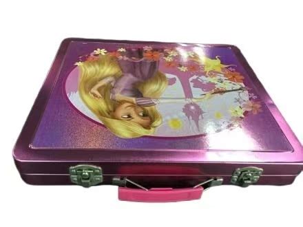 Rectangle Suitcase Tin Box With Handle Custom Metal Lunch Box With Lock