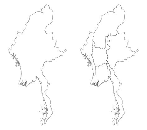 Myanmar Map Set With White Black On Transparent Background 23116671