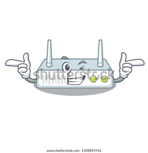 Wink Router Installed Cartoon Wall Stock Vector Royalty Free