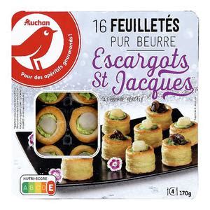 Avis AUCHAN Mini feuilletés escargots et St Jacques au beurre persillé