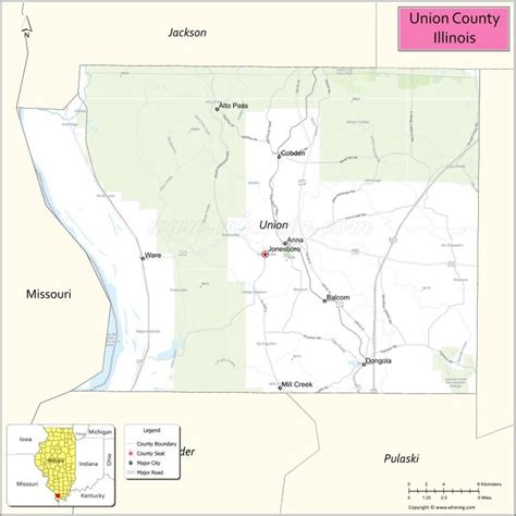 a map showing the location of union county illinois