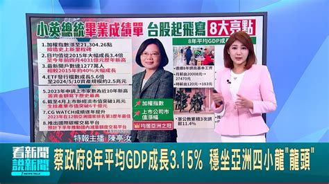 小英總統的畢業成績單 蔡政府8年平均gdp成長315 穩坐亞洲四小龍龍頭│主播 陳亭汝│【live大現場】20240517│三立新聞