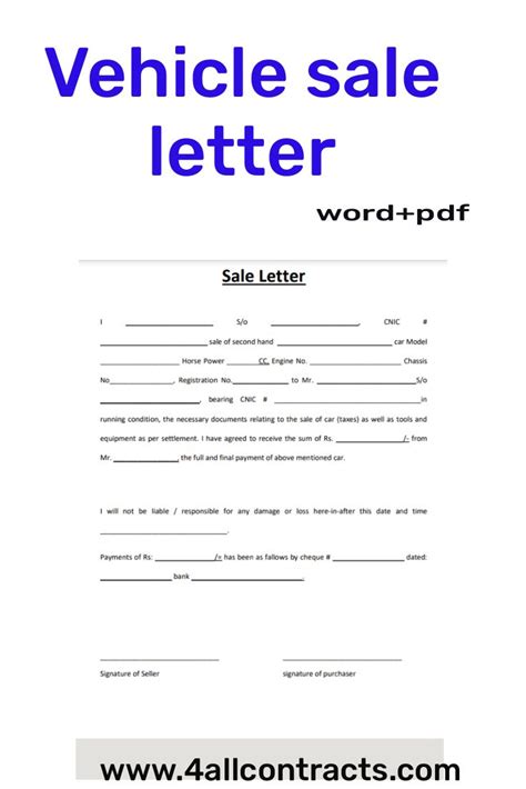 Vehicle Sale Letter Word Format Pdf Lettering Cars For Sale Rental Agreement Templates