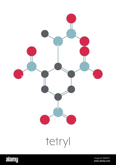 Tetryl explosive molecule. Stylized skeletal formula (chemical ...