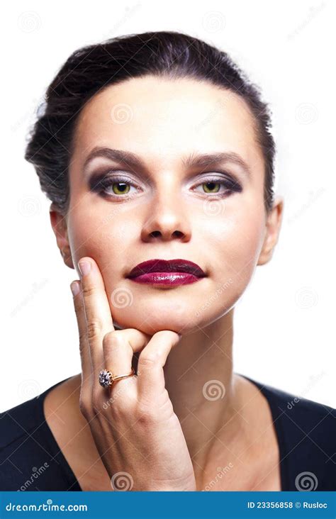 Girl in Dark Makeup Wearing a Ring Stock Photo - Image of studio ...