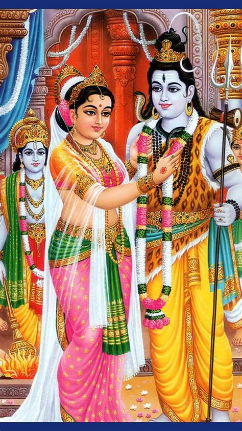 Sivan Lord Shiva Goddess Parvati Marriage Background HD Phone