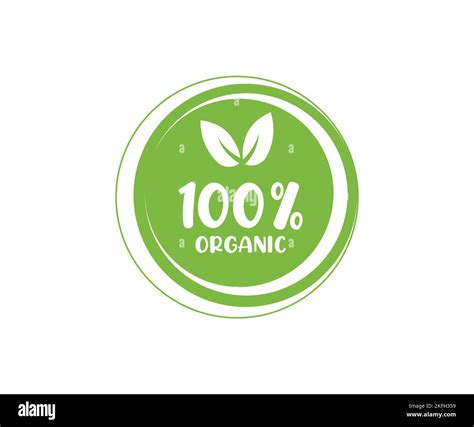 100 Percent Organic Label Sticker Badge Stamp Logo Design 100