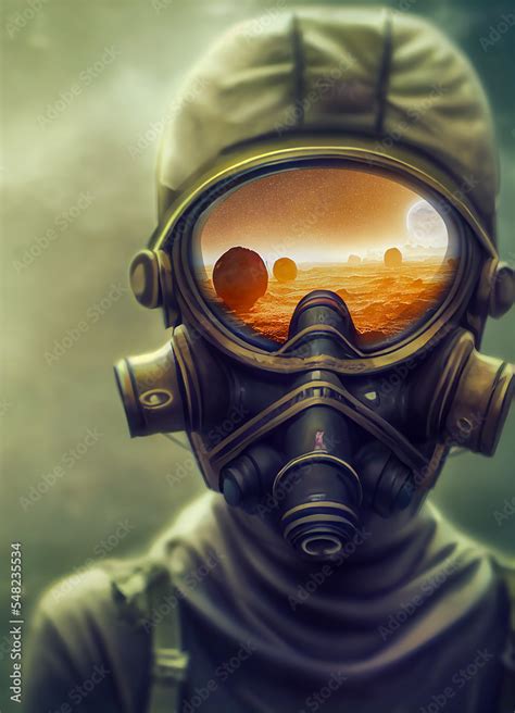 Gas mask portrait Stock Illustration | Adobe Stock