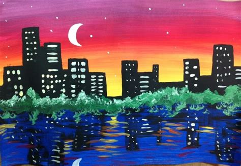 Night City SkyLine Painting Lesson - Create Art with ME