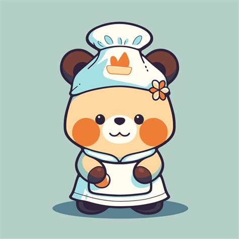 Personnage De Dessin Animé Mignon D un Mignon Ours Chef Vecteur Premium