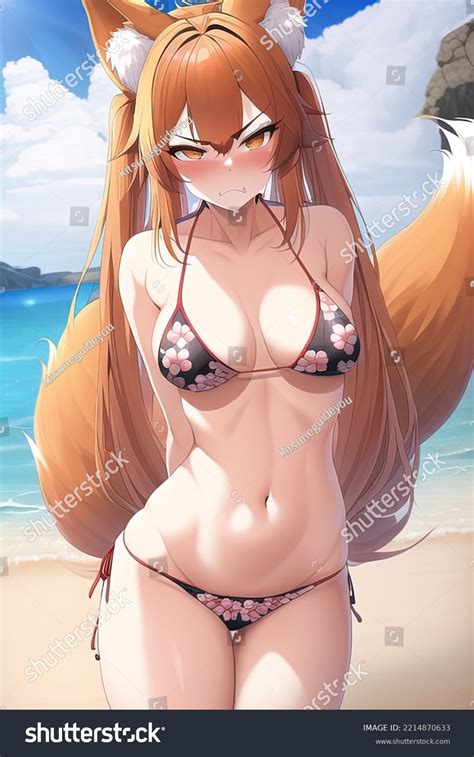 Anime Bikini Fox Girl Beach Stock Illustration Shutterstock