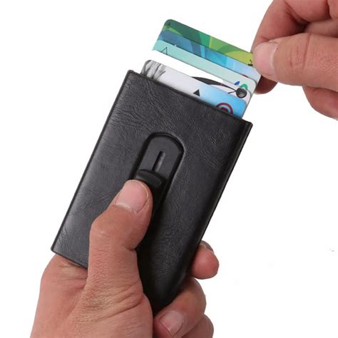 Artmi Credit Card Case RFID Blocking Compact Mens Wallet Automatic Pop